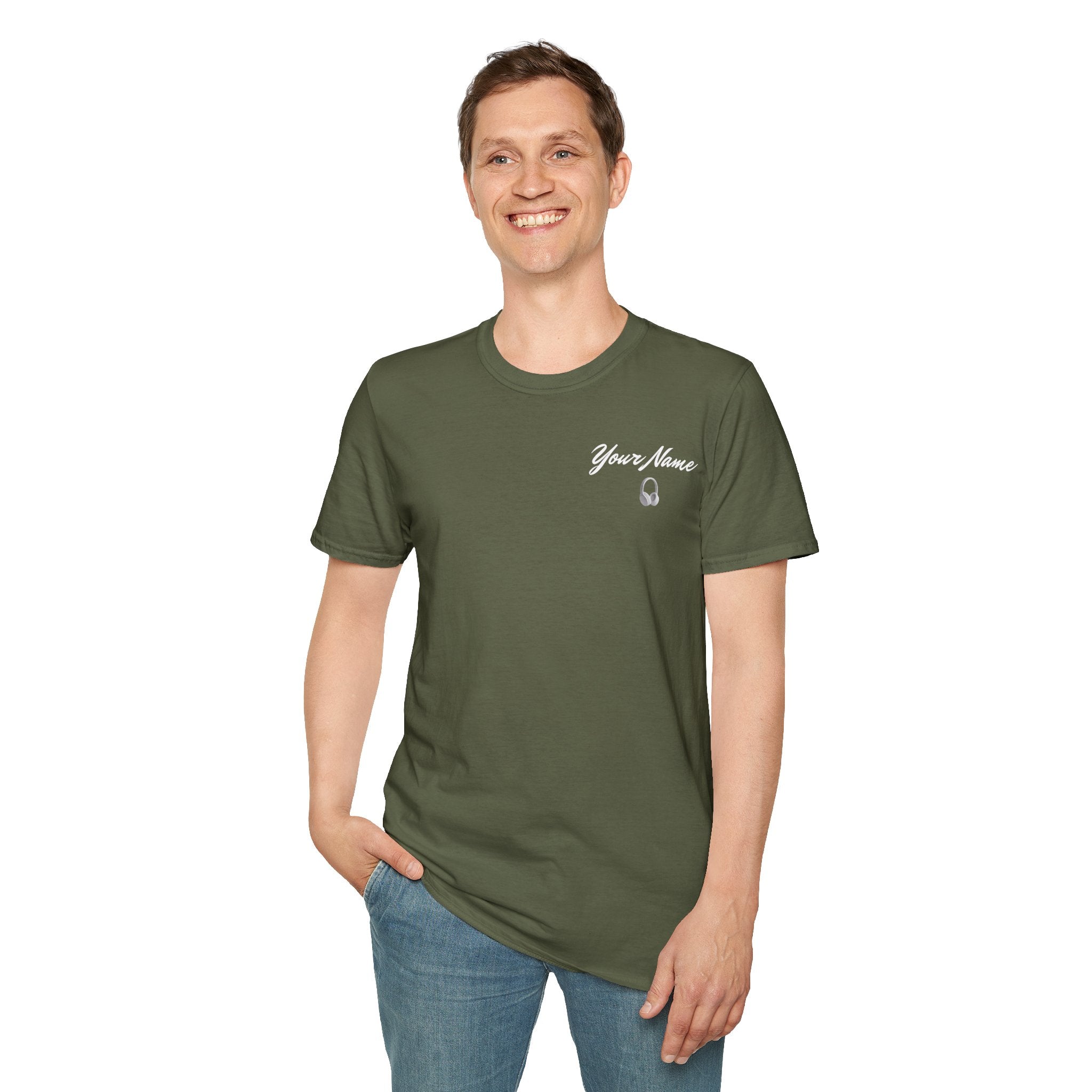"DJ VAMP" 🎧Personalized Logo Tee – Bold, Loud, and Made to Move - QR